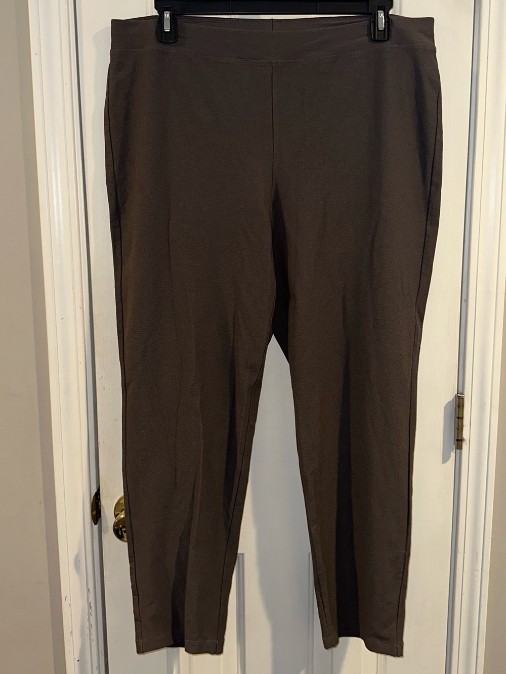 Eileen Fisher Elastic Waist Straight Leg Pants - Taupe Brown Size XL
